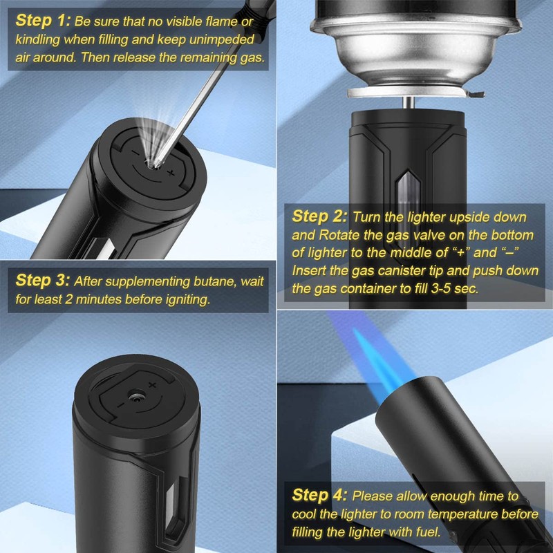 JEVSTU Butane Lighter, 2 Pack Torch Lighter with Fuel Level