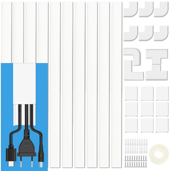 Bestong Cord Cover Raceway Kit - 157" Paintable Cable Concealer,