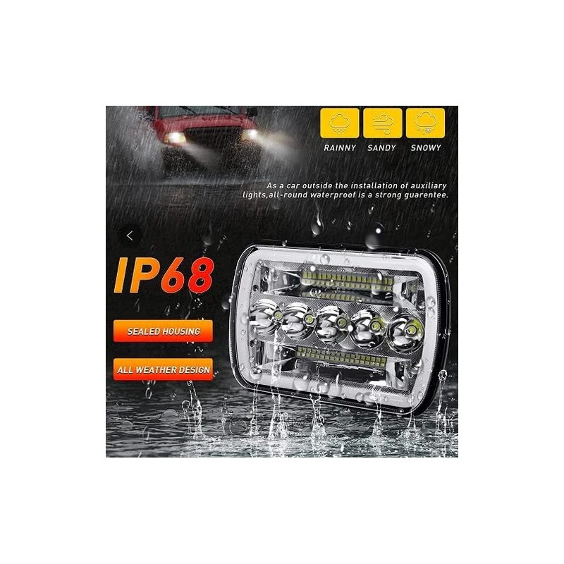 Unbranded Pair 5x7'' 7x6 LED Headlight DRL For International 9900i