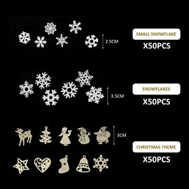 150 pieces of Christmas decoration snowflakes, DIY accessories, Christmas tree decorations, mini winter decorations, handmade creative materials, suitable for Advent wreaths, windows
