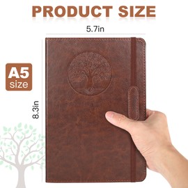 Azureal Journal for Women Men, Lined Journaling Notebooks A5 5.7X 8.3 in, Hardcover Leather Journal Diary 160 Pages, Journals for Writing, Travel, Business, Home & School (Brown)