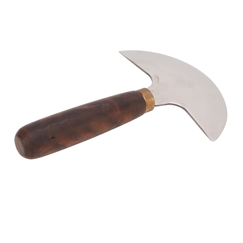 Leather Round Head Knife Walnut Wooden Handle Large Double Sided