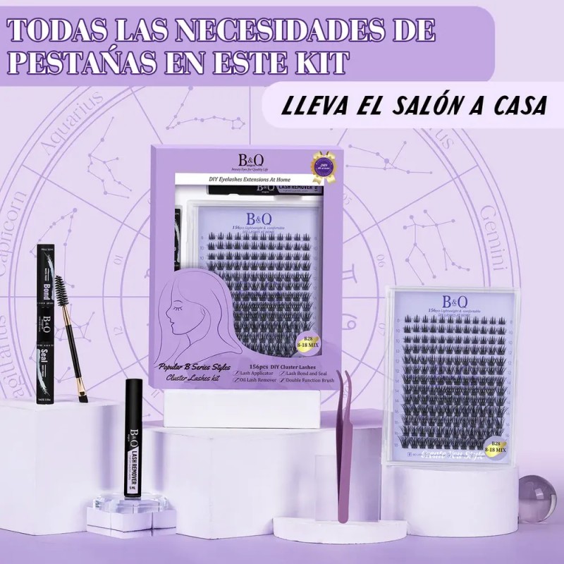 Kit de Extensiones de Pestañas Negras Curvatura D para Aplicación