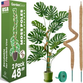 2 Pack 48 Inch Bendable Moss Pole Monstera Plant Support Stakes for Indoor Plants - Tall Moss Stick Trellis for Potted Climbers - Stem Support Accessories for Climbing Houseplants