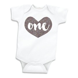 Girl First Birthday Outfit Baby Girls One Year Old Birthday Shirt (Glitter Silver 12-18 Months)