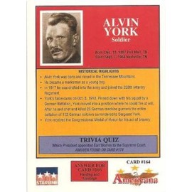 ALVIN YORK - 'U.S. SOLDIER' #164 - 1992 Americana Historical Military Card