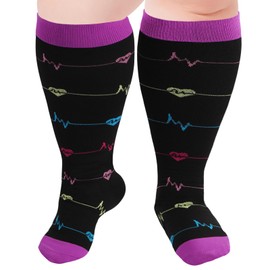 Ancrina Plus Size Compression Socks for Women & Men Wide Calf 15-20 mmhg Knee High Support Socks for Running