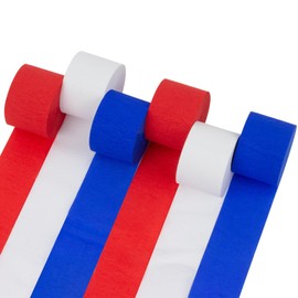 MAQIHAN Party Crepe Paper Streamers - 6 Rolls 492ft Red White Blue Streamers Crepe Paper 4th of July Independence Day Party Supplies Flag Day Memorial Day Veterans Day Superhero Theme Party Decoration