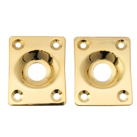 Musiclily Basic Rectangular Guitar Jack Plate for Electric Guitar/Bass, Gold (Pack of 2)