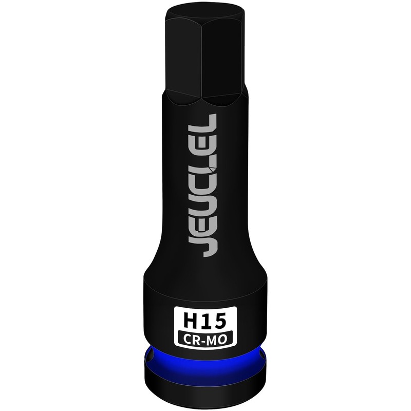 JEUCLEL 15mm Hex Impact Bit Socket, H15 1/2-Inch Impact Drive