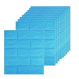 YIVENZE 3D Wall Panels Peel and Stick Printable Faux Brick Wallpaper Sticker with Self-Adhesive Waterproof Foam for Interior Wall Decor, Bathroom, Home Decoration 10PCS (Blue 10)