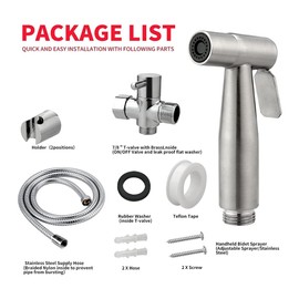 Bargain Set Brushed Bidet Sprayer 3-Way Diverter Valve Hose 1.2 m Stainless Steel Sprayer Kit Baby Sprayer Muslim Shattaf