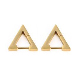 ALOHAMONI Triangle Earrings, Triangle, Triangle, Triangle Hoop Earrings, Stainless Steel, Hypoallergenic, Binaural, Set of 2, Medium Folding Design, Small, Lightweight, Simple, Ring, Hoop Earrings,