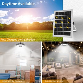 Aqonsie Solar Shed Light Indoor Outdoor, 180LED Dual Head Solar Powered Pendant Daytime Work Lights with 5 Lighting Modes & 3 Timers, Solar Indoor Lights Motion Sensor with Remote for Shed Barn Garage