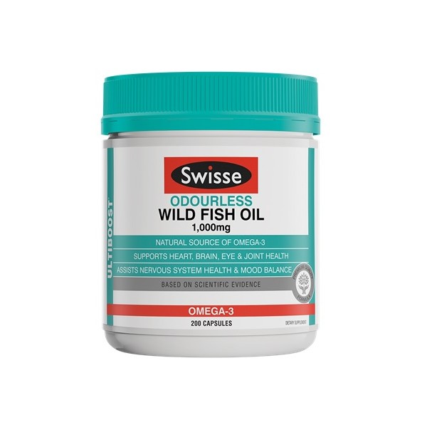 Swisse Odourless Wild Fish Oil 1000mg Capsules 200 - Expiry 08/24