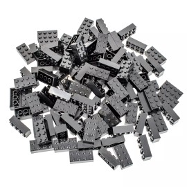 Minizfigs 2x4 Classic Building Bricks 100 PCS Creative Toy Set (Black) 3001