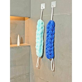 Long Stretch Back Sponge with Rope Handles Back Scrubber Bath Shower Mesh Sponge Exfoliating Body Scrub Stretch Braided Loofah for Men and Women(2-Pack,Blue Green)