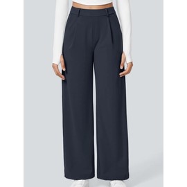 Phophila High Waisted Work Pants for Women Business Casual Outfits Office Dress Pants Trousers with Pockets Navy Blue S