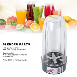 Blender Cup and Blade Replacement Parts, 32OZ Juicer Cup Universal Extractor Blade Replacement Blender Blade Compatible with Nutribullet 600W 900W Blenders Series