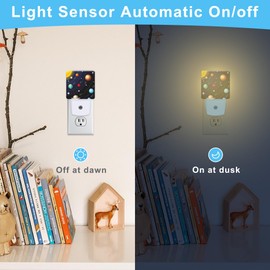 KXWQTRDD Solar System Planets Night Light Plug into Wall,Night Lights with Dust to Dawn Sensor,Auto Turn on and Off,Glow Nightlight for Bathroom,Bedroom,Kitchen,Stairs,Hallway
