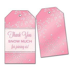25 Snowflake Favor Tags - Thank You Snow Much - Pink