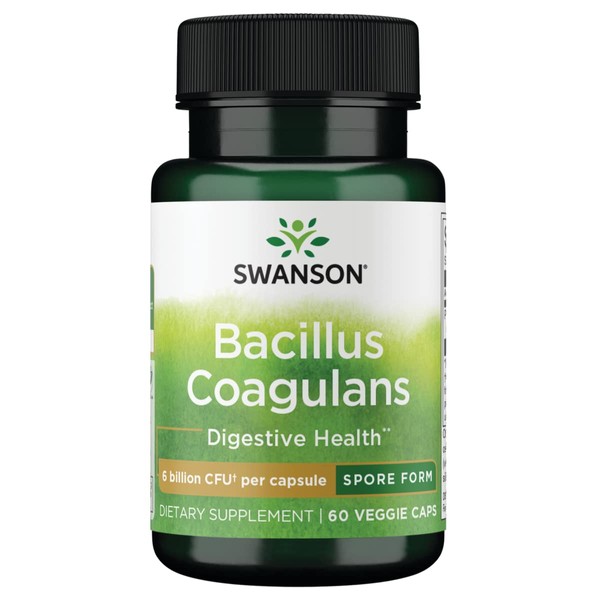 Swanson Bacillus Coagulans - Natural Probiotic Supplement Supporting Digestive Health w/ 6 Billion CFU - May Support GI & Overall Gut Health - (60 Veggie Capsules)