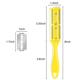 Maitys 3 Pcs Haircut Razor Comb Hair Cutting Comb with 12 Replacement Blades Double Edge Shaper for Salon & Home Styling Split Ends Trimmer Styler for Thick and Thin Hair