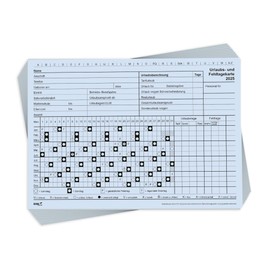 RNKVERLAG 2900/25-10 – Missing Days and Holiday Card 2025 with Graphic Representation, DIN A5, 10 Landscape Calendars Made of Index Card