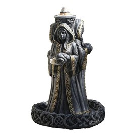 Ebros Gift Wicca Triple Goddess Maiden Expecting Mother and Crone Pagan Decorative Backflow Incense Cone Burner Figurine Sacred Moon Feminist Cycles of The Years Celtic Triune Symbol Sculpture