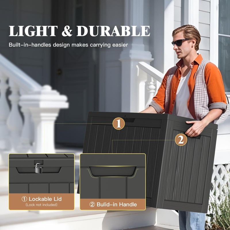 Outdoor Deck Storage Box, 50 Gallon Deck Box,Lockable Patio Storage