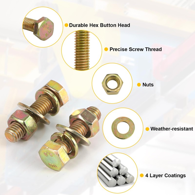 1012Pcs Grade 8.8 Metric Bolts Assortment, Hex Heavy Duty Bolts