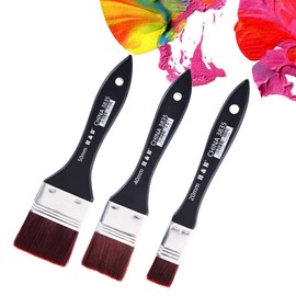 Nuluxi Watercolour Acrylic Flat Brush Oil Painting Brush Black Painting Oil Painting Brush Set Watercolour Painting Brush Flat Brush Used for Drawing, Oil Painting, Brush Glue, Cleaning Dust (20/40/50