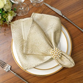ZIWUROAD - Juego de 12 servilletas de tela beige, lavables de algodón, poliéster, 18 x 18 pulgadas, servilletas de mesa de tela jacquard suave y duradera con bordes dobladillos