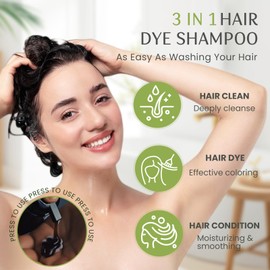 Hair Dye Shampoo 3 in 1, Instant Natural Hair Color Shampoo Hair Dye for Women & Men Red Wine Burgundy, Root Touch Up & Easy To Use & Lasts 3-4 Weeks & All Hair Types, 16.9 fl.oz