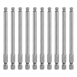 HARFINGTON 10pcs Ball End Hex Screwdriver Bit 5mm (H5.0) Tip 1/4" Hex Shank 100mm (4") Long Magnetic Ball Head Bits Industrial Grade S2 Steel Metric Screw Driver Bit