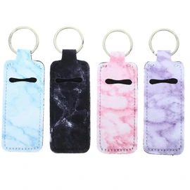 [LIFKOME] 4pcs Lipstick Bag Neoprene Key Holder Hanging Neck Lipstick Case Para Lipstick Sleeve Lip Balm Keychain Holder Key Nylon, As shown