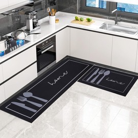 LHHMZ 2 Pieces Kitchen Rug Non Slip Washable, Kitchen Floor Mat, Kitchen Mat Sets For Kitchen, Hallway, Dining Room and Entryway and Home Decoration, 40x60cm + 40x120cm