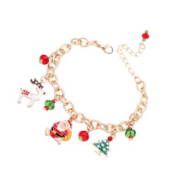 ORFOFE Christmas Charm Bracelet for Women Alloy Bracelet with Party Design Featuring Bell Crutch and Hat Patterns Christmas Wristband Decoration for Girls and Teens