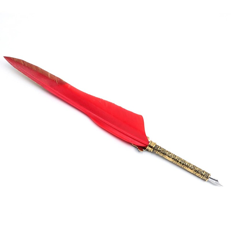ANCLLO Quill Handcraft Feather Dip Pen Stem Metal Nib Pen