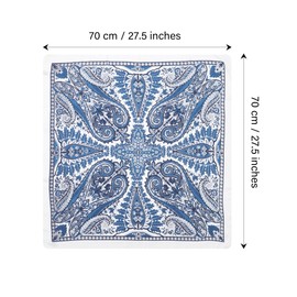 CHLINS 27.5 Inches Satin Head Scarf Bandana for Women Silk Hair Scarf for Hair & Neck, Girls' Square Scarf Wrap (Blue/Beige)
