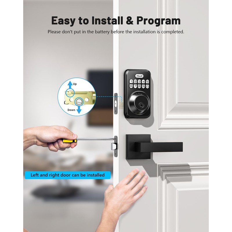 Zowill Keyless Entry Door Lock with 2 Lever Handles, Zowill