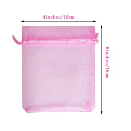 Bskifnn 50pcs Organza Bags 10x15cm Satin Drawstring Organza Pouch Wedding Party Favor Gift Bag Jewelry Watch Bags (Pink)