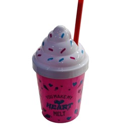 Greenbrier Valentines Day 10” Desert  Plastics Cup W/Lid /Straw-You Make My Heart Melt