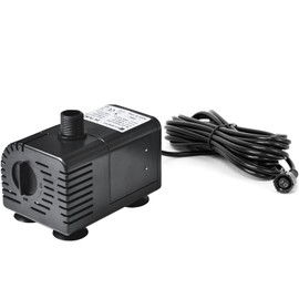 ECO-WORTHY 449 GPH Solar Powered Water Fountain Pump Upgraded Dry-run Protection Brushless Submersible Pump 12V-24V DC with 16.4ft(5M) Power Cord, 10.17 ft High Lift, 2Nozzles for Pond, Hydroponics