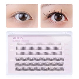 SIXPLUS False Eyelashes, Mixed Type, Mixed Eyelashes, Reusable, Long Lasting, Natural, Waterproof, With Lower Eyelashes (E)