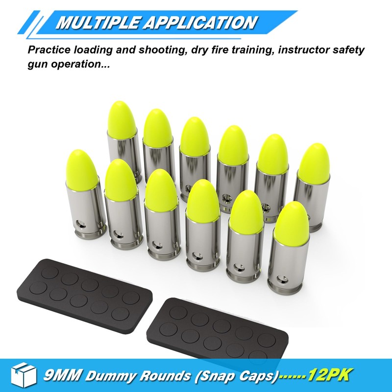 9mm Dummy Rounds Snap Caps Practice Rounds - Closed Weight
