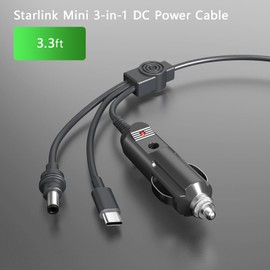 okmeetei Fit for Starlink Mini Cable 3 in 1 Car Charger Power Cable Accessories, High-Speed USB C/DC to DC Replacement Cable for Star Link M ini Power (3.3FT/1M) (3.3FT)