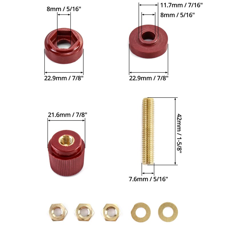 QWORK® 4 Pcs Binding Post Binding Post M8 Thread Brass