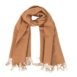 Micoop Winter Cashmere Feel Scarf Plain Pashmina Scarf Wraps Soft Warm Blanket Scarves for Women Girls, khaki, Unit size