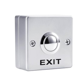 Push to Exit Button for Door Access Control System Zinc Alloy Shell NO/COM Output Square Shape